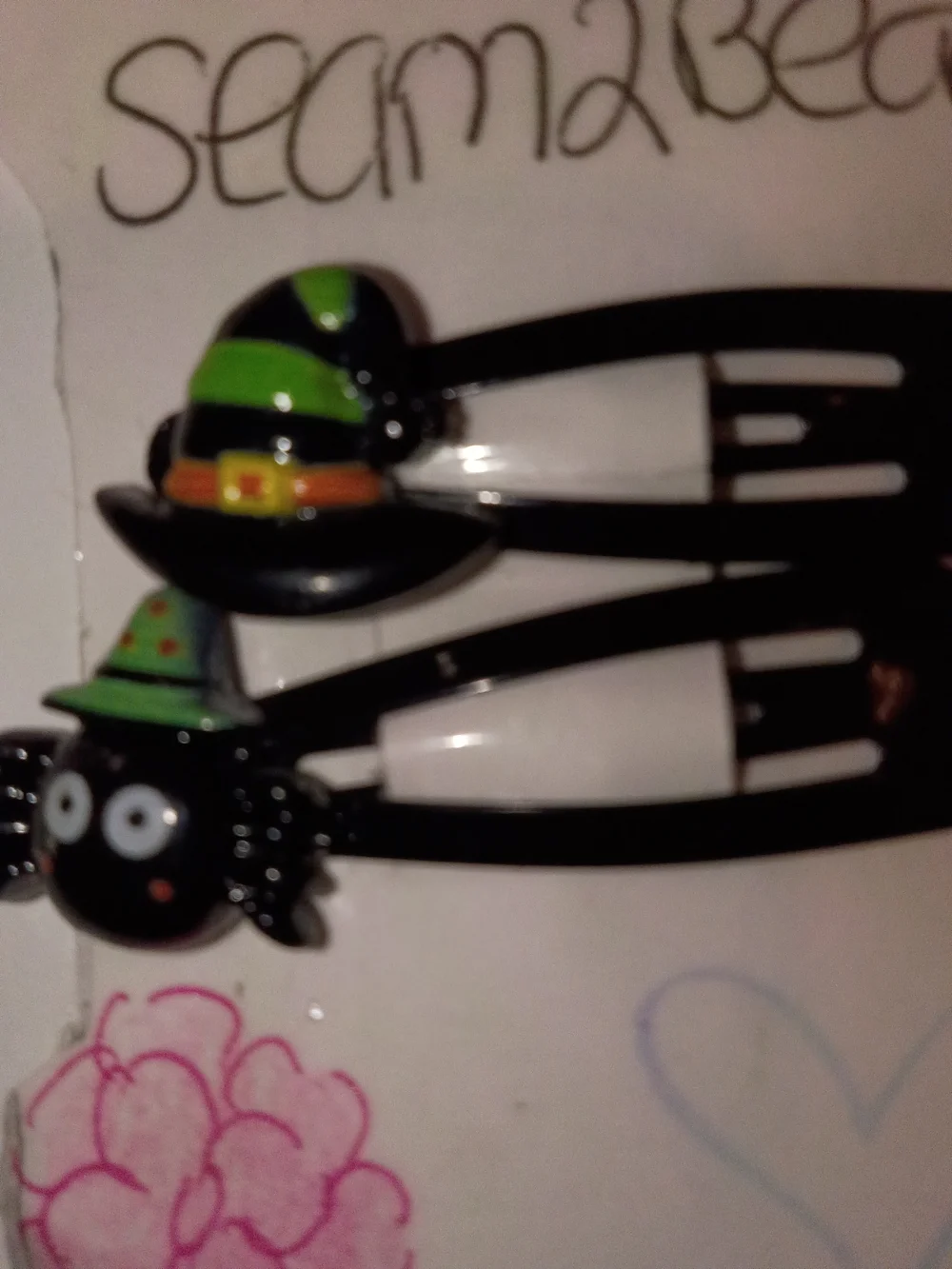 Cute Black Spider & Witch Hat Kids Hair Clips - Halloween Accessory